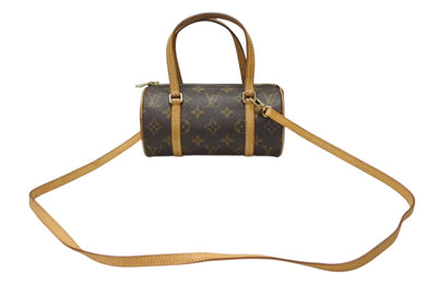 LOUIS VUITTON ルイヴィトン モノグラム ミニパピヨン19 ハンドバッグ M51389 ブラウン ゴールド金具 美品 中古 4b003677