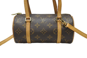 LOUIS VUITTON ルイヴィトン モノグラム ミニパピヨン19 ハンドバッグ M51389 ブラウン ゴールド金具 美品 中古 4b003677