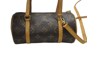 LOUIS VUITTON ルイヴィトン モノグラム ミニパピヨン19 ハンドバッグ M51389 ブラウン ゴールド金具 美品 中古 4b003677