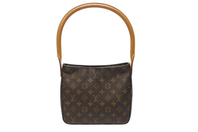 LOUIS VUITTON ルイヴィトン ルーピングMM ワンショルダーバッグ M51146 モノグラム PVC レザー ブラウン ゴールド金具 美品 中古 4b003678