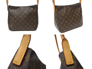 LOUIS VUITTON ルイヴィトン ルーピングMM ワンショルダーバッグ M51146 モノグラム PVC レザー ブラウン ゴールド金具 美品 中古 4b003678