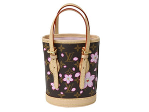 新品未使用 LOUIS VUITTON LV × TM ルイヴィトン ナノ バケット ハンドバッグ M13417 モノグラム チェリーブロッサム 村上隆 中古 4b003680