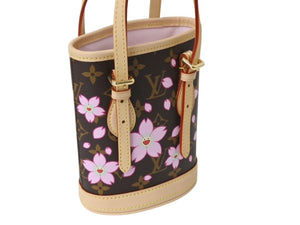 新品未使用 LOUIS VUITTON LV × TM ルイヴィトン ナノ バケット ハンドバッグ M13417 モノグラム チェリーブロッサム 村上隆 中古 4b003680