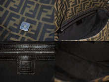 Load image into Gallery viewer, FENDI フェンディ マンマバケット ショルダーバッグ ズッカ柄 コットンキャンバス レザー ブラウン シルバー金具 美品 中古 4b003683