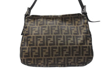Load image into Gallery viewer, FENDI フェンディ マンマバケット ショルダーバッグ ズッカ柄 コットンキャンバス レザー ブラウン シルバー金具 美品 中古 4b003683