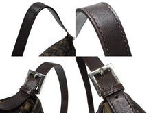 Load image into Gallery viewer, FENDI フェンディ マンマバケット ショルダーバッグ ズッカ柄 コットンキャンバス レザー ブラウン シルバー金具 美品 中古 4b003683