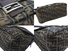 Load image into Gallery viewer, FENDI フェンディ マンマバケット ショルダーバッグ ズッカ柄 コットンキャンバス レザー ブラウン シルバー金具 美品 中古 4b003683