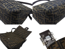 Load image into Gallery viewer, FENDI フェンディ マンマバケット ショルダーバッグ ズッカ柄 コットンキャンバス レザー ブラウン シルバー金具 美品 中古 4b003683