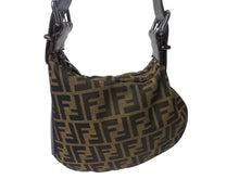 Load image into Gallery viewer, FENDI フェンディ ワンショルダーバッグ ハンドバッグ FF ズッカ柄 キャンバス レザー ブラウン ブラックメタル 美品 中古 4b003684