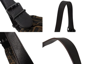 FENDI フェンディ ワンショルダーバッグ ハンドバッグ FF ズッカ柄 キャンバス レザー ブラウン ブラックメタル 美品 中古 4b003684