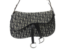 Load image into Gallery viewer, Christian Dior クリスチャンディオール トロッター ワンショルダーバッグ サドルバッグ SL044002 キャンバス レザー グレー ネイビー 美品 中古 4b003685