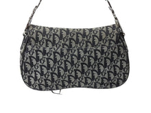 Load image into Gallery viewer, Christian Dior クリスチャンディオール トロッター ワンショルダーバッグ サドルバッグ SL044002 キャンバス レザー グレー ネイビー 美品 中古 4b003685