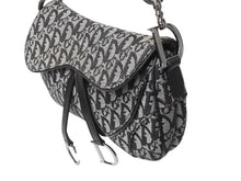 Load image into Gallery viewer, Christian Dior クリスチャンディオール トロッター ワンショルダーバッグ サドルバッグ SL044002 キャンバス レザー グレー ネイビー 美品 中古 4b003685