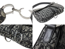 Load image into Gallery viewer, Christian Dior クリスチャンディオール トロッター ワンショルダーバッグ サドルバッグ SL044002 キャンバス レザー グレー ネイビー 美品 中古 4b003685