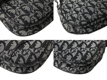 Load image into Gallery viewer, Christian Dior クリスチャンディオール トロッター ワンショルダーバッグ サドルバッグ SL044002 キャンバス レザー グレー ネイビー 美品 中古 4b003685
