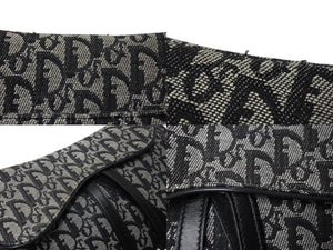 Christian Dior クリスチャンディオール トロッター ワンショルダーバッグ サドルバッグ SL044002 キャンバス レザー グレー ネイビー 美品 中古 4b003685