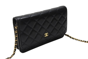 CHANEL シャネル ショルダーバッグ マトラッセ チェーンショルダーバッグ ラムスキン ブラック 27 番台 ブラック ラムスキン ゴールド金具 美品 中古 4b003686