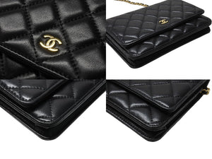 CHANEL シャネル ショルダーバッグ マトラッセ チェーンショルダーバッグ ラムスキン ブラック 27 番台 ブラック ラムスキン ゴールド金具 美品 中古 4b003686