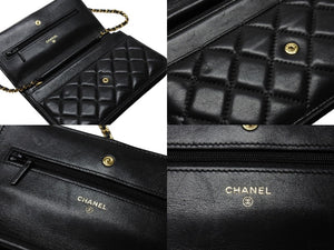 CHANEL シャネル ショルダーバッグ マトラッセ チェーンショルダーバッグ ラムスキン ブラック 27 番台 ブラック ラムスキン ゴールド金具 美品 中古 4b003686