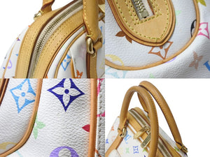 LOUIS VUITTON ルイヴィトン プリシラ ハンドバッグ M40096 モノグラム マルチカラー ホワイト 村上隆 美品 中古 4b003688
