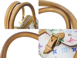 LOUIS VUITTON ルイヴィトン プリシラ ハンドバッグ M40096 モノグラム マルチカラー ホワイト 村上隆 美品 中古 4b003688