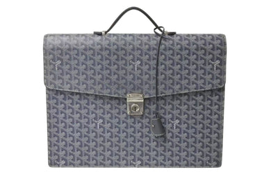 GOYARD ゴヤール ビジネスバッグ シープル フリーフケース グレー PVCレザー シルバー金具 美品 中古 4b003689