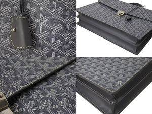 GOYARD ゴヤール ビジネスバッグ シープル フリーフケース グレー PVCレザー シルバー金具 美品 中古 4b003689