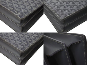 GOYARD ゴヤール ビジネスバッグ シープル フリーフケース グレー PVCレザー シルバー金具 美品 中古 4b003689