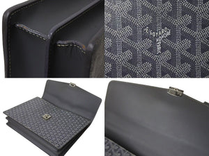 GOYARD ゴヤール ビジネスバッグ シープル フリーフケース グレー PVCレザー シルバー金具 美品 中古 4b003689