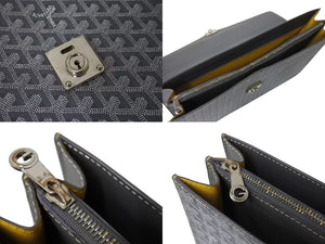 GOYARD ゴヤール ビジネスバッグ シープル フリーフケース グレー PVCレザー シルバー金具 美品 中古 4b003689