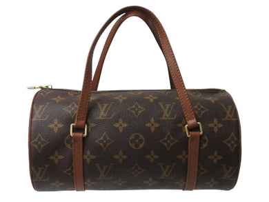 極美品 LOUIS VUITTON ルイヴィトン パピヨン26 ハンドバッグ モノグラム M51366 筒型 モノグラムキャンバス ゴールド金具 ブラウン 中古 4b003690