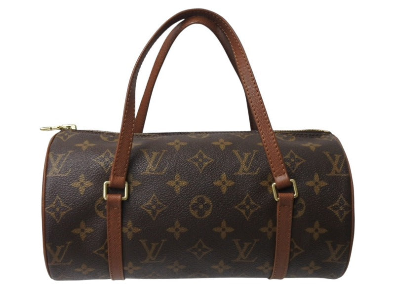 極美品 LOUIS VUITTON ルイヴィトン パピヨン26 ハンドバッグ モノグラム M51366 筒型 モノグラムキャンバス ゴールド金具 ブラウン 中古 4b003690