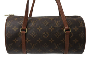 極美品 LOUIS VUITTON ルイヴィトン パピヨン26 ハンドバッグ モノグラム M51366 筒型 モノグラムキャンバス ゴールド金具 ブラウン 中古 4b003690