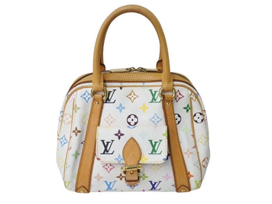 LOUIS VUITTON ルイヴィトン プリシラ ハンドバッグ M40096 モノグラム マルチカラー ホワイト 村上隆 美品 中古 4b003691