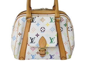 LOUIS VUITTON ルイヴィトン プリシラ ハンドバッグ M40096 モノグラム マルチカラー ホワイト 村上隆 美品 中古 4b003691
