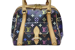 LOUIS VUITTON ルイヴィトン モノグラムマルチカラー プリシラ M40097 ハンドバッグ ノワール ブラック ゴールド金具 美品 中古 4b003694