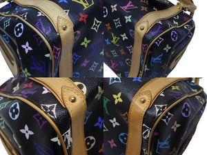 LOUIS VUITTON ルイヴィトン モノグラムマルチカラー プリシラ M40097 ハンドバッグ ノワール ブラック ゴールド金具 美品 中古 4b003694
