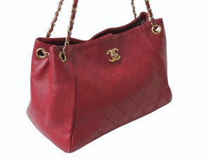 CHANEL シャネル ココマーク 2WAY チェーンショルダーバッグ ワンショルダーバッグ 23番台 レザー レッド ゴールド金具 美品 中古 4b003697