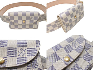 極美品 LOUIS VUITTON ルイヴィトン ダミエ アズール サンチュール ポシェット ベルト M9835V ホワイト ゴールド金具 中古 4b003698