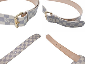 極美品 LOUIS VUITTON ルイヴィトン ダミエ アズール サンチュール ポシェット ベルト M9835V ホワイト ゴールド金具 中古 4b003698