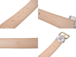極美品 LOUIS VUITTON ルイヴィトン ダミエ アズール サンチュール ポシェット ベルト M9835V ホワイト ゴールド金具 中古 4b003698