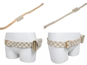 極美品 LOUIS VUITTON ルイヴィトン ダミエ アズール サンチュール ポシェット ベルト M9835V ホワイト ゴールド金具 中古 4b003698