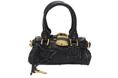 Chloe クロエ ハンドバッグ パディントン ワンショルダーバッグ ブラック レザー 7ESA02 ゴールド金具 美品 中古 4b003699