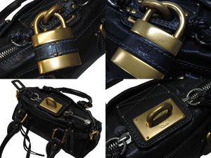 Chloe クロエ ハンドバッグ パディントン ワンショルダーバッグ ブラック レザー 7ESA02 ゴールド金具 美品 中古 4b003699