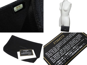 極美品 CHANEL シャネル チェーンウォレット 長財布 AP0250 27番台 ココマーク キャビアスキン ブラック シルバー金具 中古 4b003700