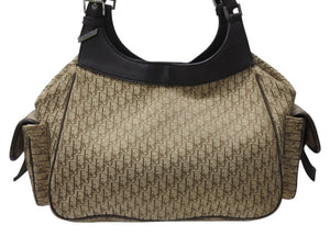 Christian Dior クリスチャンディオール ショルダーバッグ トロッター キャンバス ベージュ ブラウン シルバー金具 美品 中古 4b003701