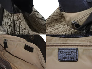 Christian Dior クリスチャンディオール ショルダーバッグ トロッター キャンバス ベージュ ブラウン シルバー金具 美品 中古 4b003701