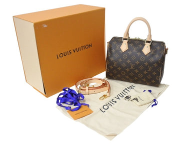 極美品 LOUIS VUITTON ルイヴィトン スピーディー25 ハンドバッグ ショルダーバッグ 2way M46977 ブラウン モノグラムキャンバス レザー 中古 4b003704