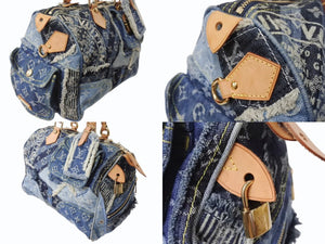 極美品 LOUIS VUITTON ルイヴィトン スピーディ30 ハンドバッグ M95380 モノグラムデニム パッチワーク インディゴ 中古 4b003705