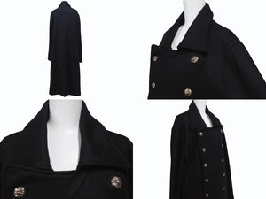 CHROME HEARTS クロムハーツ クロスボールボタン ダブルブレスト カシミヤコート ブラック サイズM 美品 中古 4b003714 